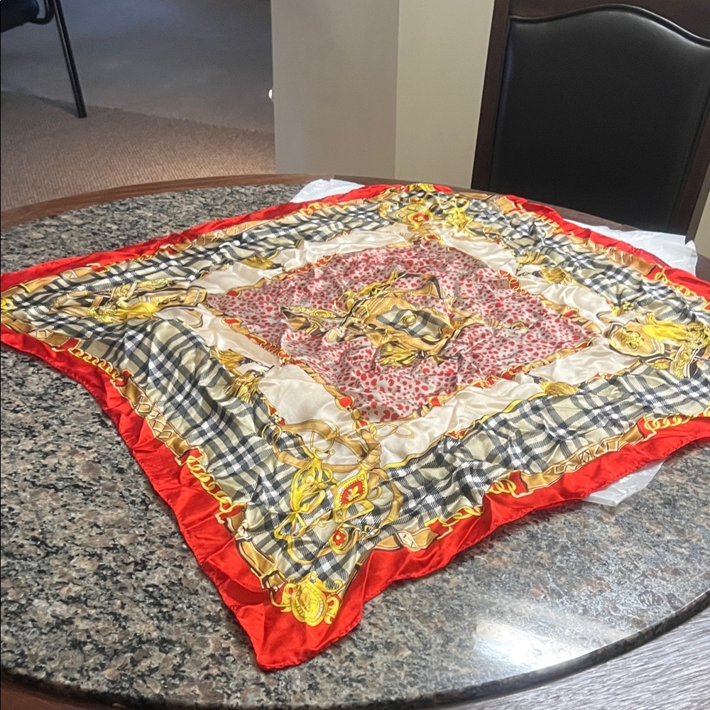 Elegant Red and Gold Decorative Scarf